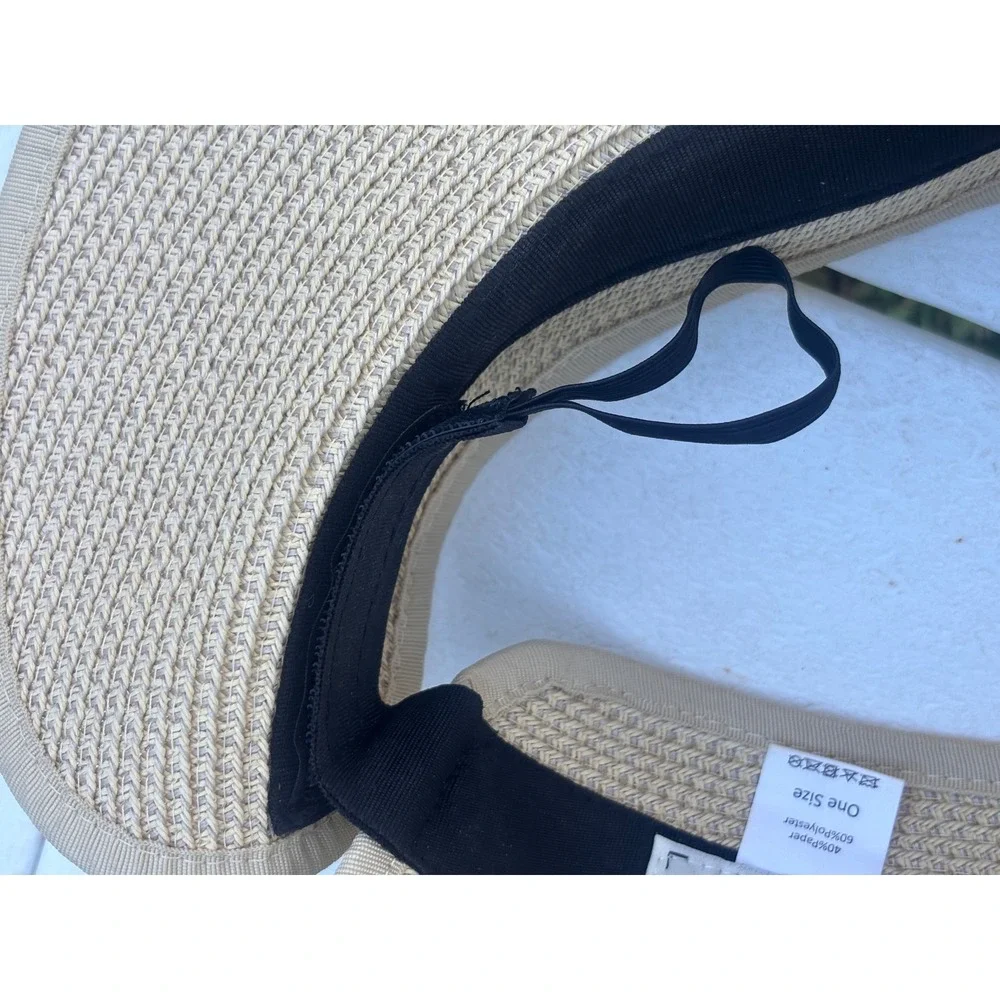 Joywant Womens Straw Sun Visor Hat Beige Wide Brim Roll Up Foldable Beach Cap
